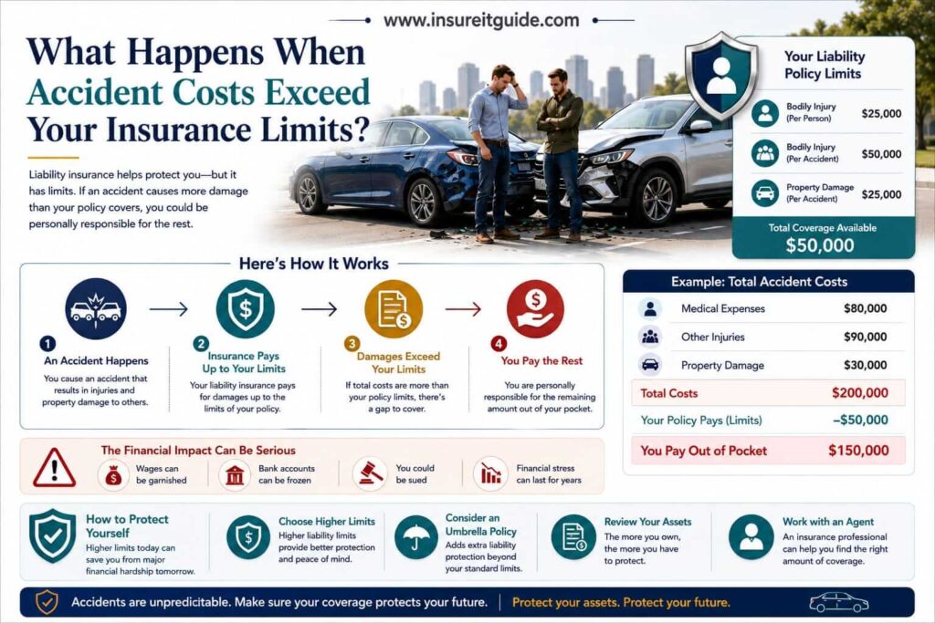 Infographic showing accident costs exceeding insurance limits