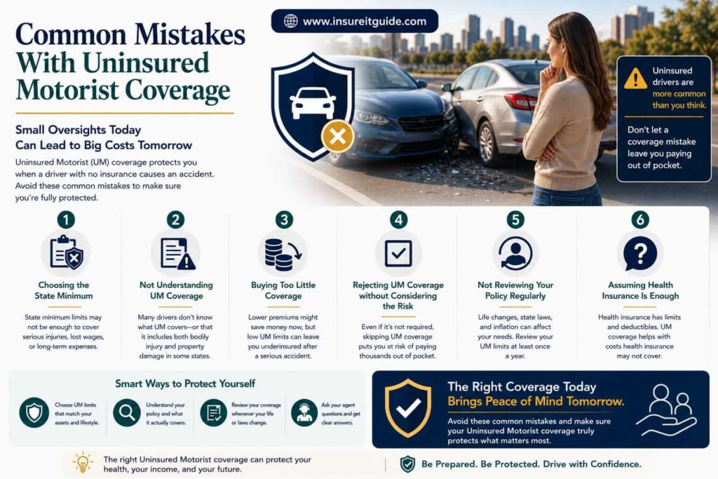 Driver reviewing policy exclusions after discovering major coverage gaps following an uninsured accident claim.