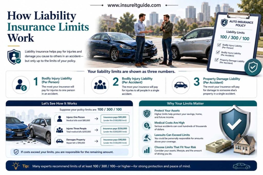 Infographic explaining liability insurance coverage limits