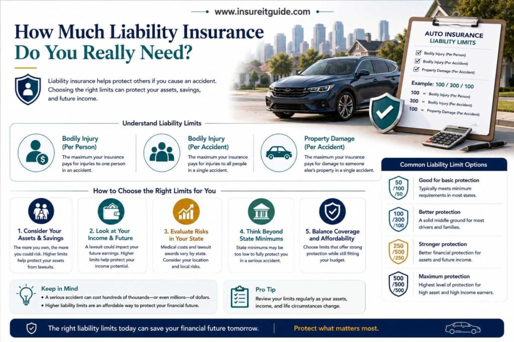 Infographic explaining how much liability insurance drivers may need