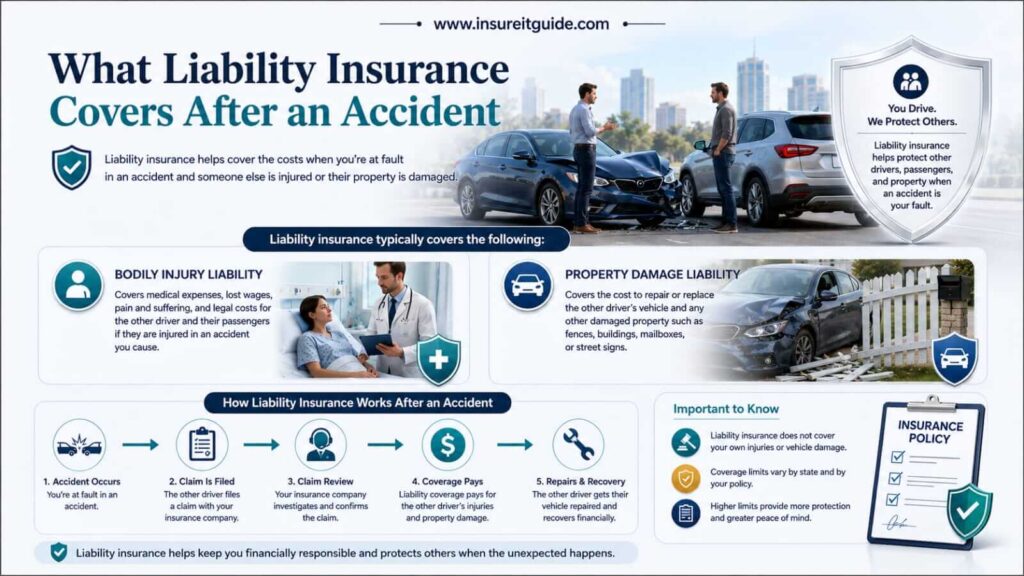 Infographic showing what liability insurance covers