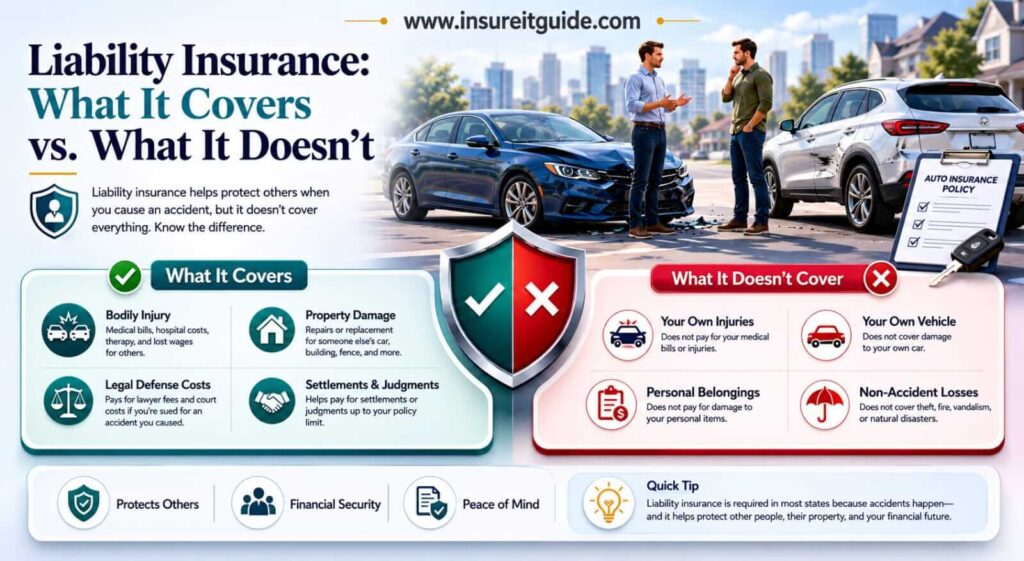 Infographic showing what liability insurance does not cover